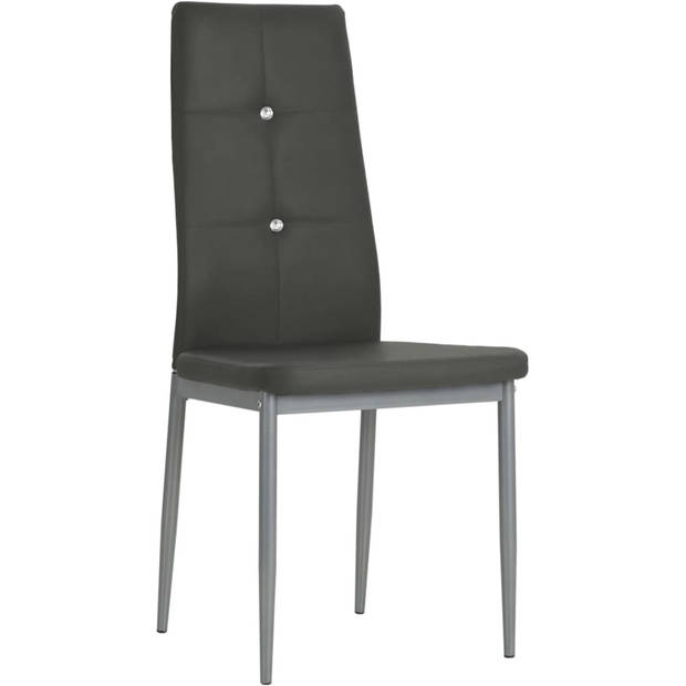 The Living Store Eetkamerstoelen - Grijs - 43 x 43.5 x 96 cm - Kunstleer - Houten frame - Stalen poten