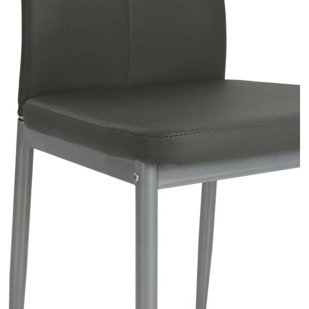 The Living Store Eetkamerstoelen - Grijs - 43 x 43.5 x 96 cm - Kunstleer - Houten frame - Stalen poten