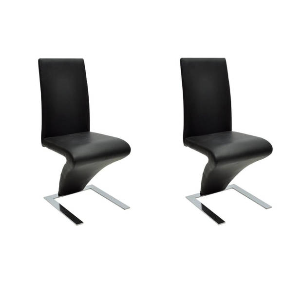 The Living Store Eetkamerstoelen - Set van 2 - 58 x 44 x 99 cm - Ergonomisch gevormd zitcomfort - Zwart