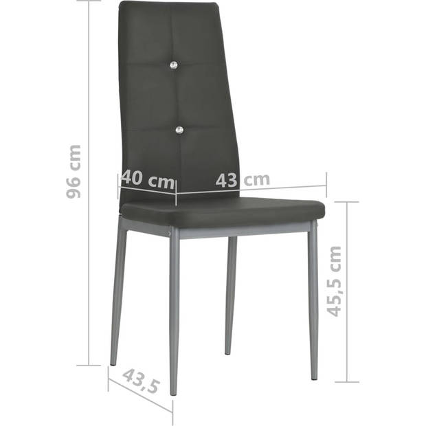 The Living Store Eetkamerstoelen - Set van 6 - Grijs - 43 x 43.5 x 96 cm - Kunstleer