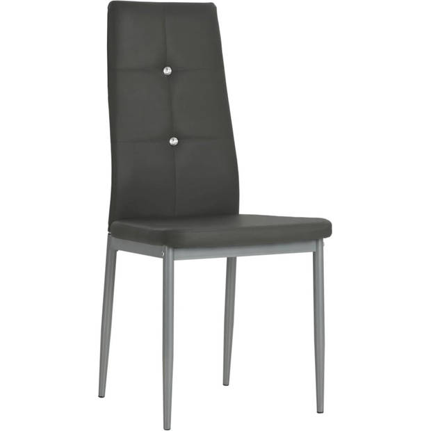 The Living Store Eetkamerstoelen - Set van 6 - Grijs - 43 x 43.5 x 96 cm - Kunstleer