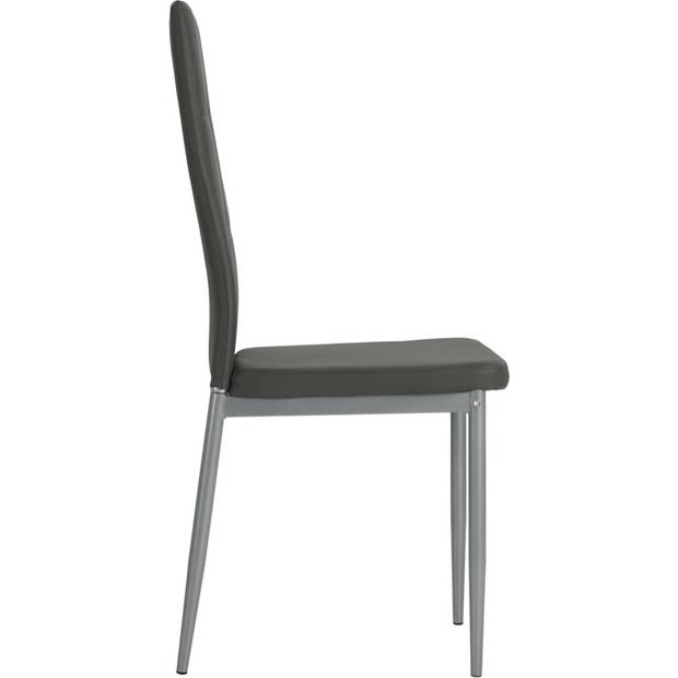 The Living Store Eetkamerstoelen - Set van 6 - Grijs - 43 x 43.5 x 96 cm - Kunstleer