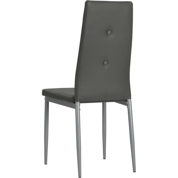 The Living Store Eetkamerstoelen - Set van 6 - Grijs - 43 x 43.5 x 96 cm - Kunstleer