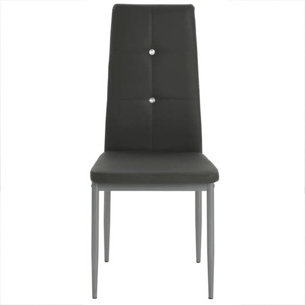 The Living Store Eetkamerstoelen - Set van 6 - Grijs - 43 x 43.5 x 96 cm - Kunstleer