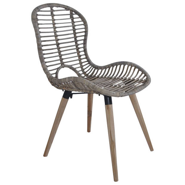 The Living Store Set van 6 Eetstoelen - Natuurlijk Rattan - Bruin - 48 x 64 x 85 cm