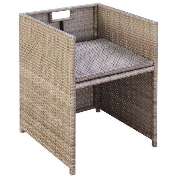 The Living Store Rattan buiten eetstoel - Set van 2 - Beige - 52 x 56 x 85 cm