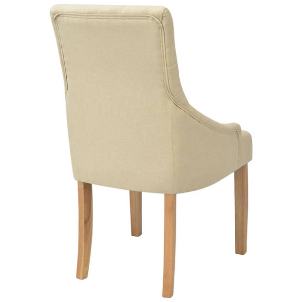 The Living Store Eetkamerstoelen - naam - Met Armleuningen - Afmetingen- 52 x 60 x 95.5 cm - Kleur- Crème - Materiaal-