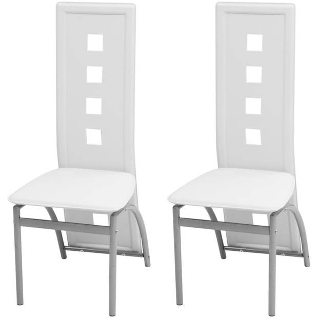 The Living Store Eetkamerstoelen - Set van 2 - Wit - 43 x 55.5 x 108 cm - PVC bekleding