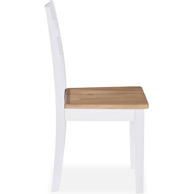 The Living Store Eetkamerstoelen Rubberwood - Set van 6 - 40.5 x 47.5 x 95.5 cm - Wit - Natuurlijk Hout