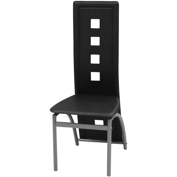 The Living Store Eetkamerstoelen - Stoelen - 43 x 55.5 x 108 cm - Zwart - Stalen frame