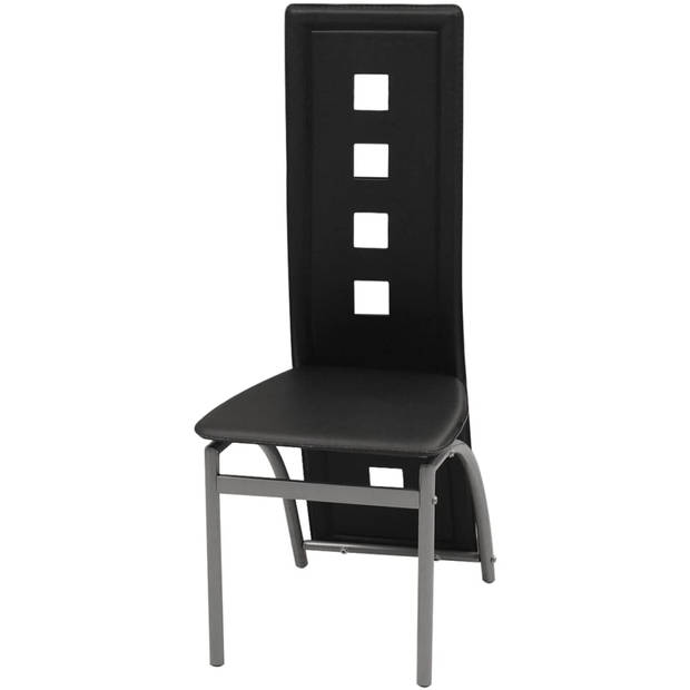 The Living Store Eetkamerstoelen - Zwart - 43 x 55.5 x 108 cm - Stalen frame - Kunstleren bekleding