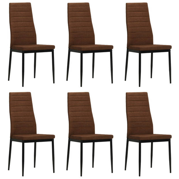 The Living Store Eetkamerstoelen - Stoffen bekleding - Bruin - 43 x 44 x 96 cm - Set van 6