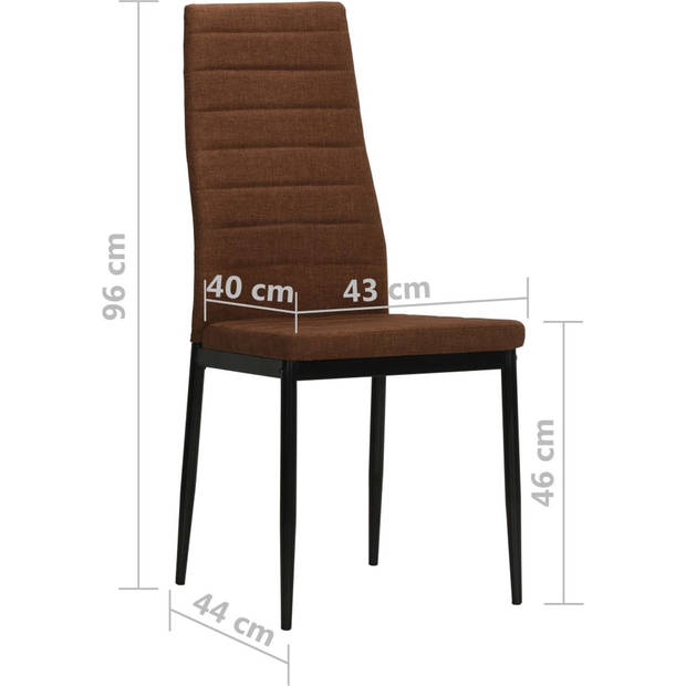 The Living Store Eetkamerstoelen - Stoffen bekleding - Bruin - 43 x 44 x 96 cm - Set van 6