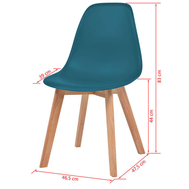 The Living Store Eetkamerstoelen - Eetkamerstoelen - 46.5 x 47.5 x 83 cm - Turquoise