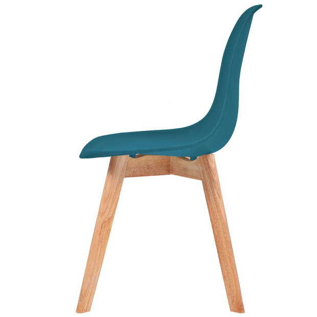 The Living Store Eetkamerstoelen - Turquoise - Kunststof zitting - Rubberhouten poten - 46.5x47.5x83cm