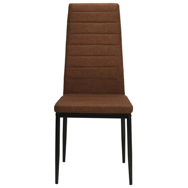 The Living Store Eetkamerstoelen - Bruin - 43x44x96 cm - Stalen Frame - Polyester