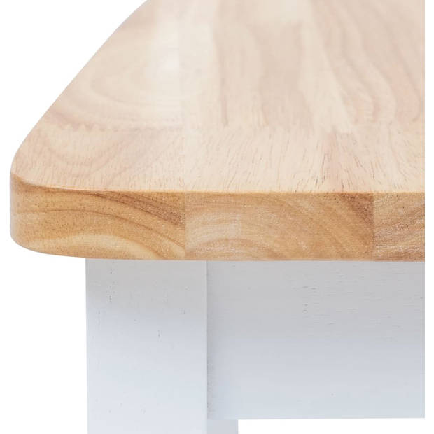 The Living Store Eetkamerstoelen - wit/lichthout - massief rubberwood - 45.5 x 52 x 90 cm (B x D x H) - ergonomisch