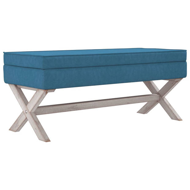 The Living Store Franse Vintage Kruk - Fluweel - Blauw - 110 x 45 x 49 cm - Met Opbergruimte