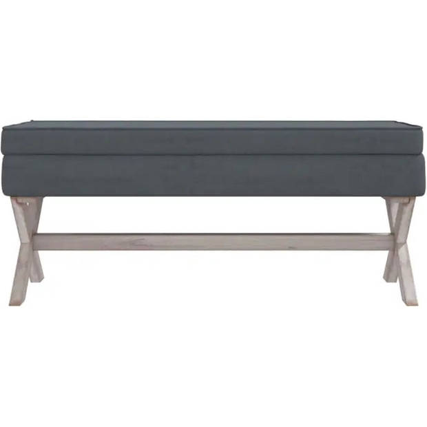 The Living Store Kruk Velvet - Fluweel - Houten Poten - Donkergrijs - 110x45x49 cm