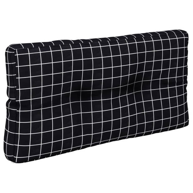 The Living Store Palletkussen - polyester - 80 x 40 x 12 cm - zwart ruitpatroon