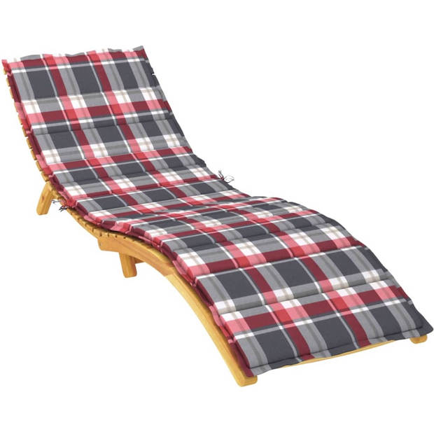 The Living Store Ligbedkussen - Oxford - 200 x 50 x 3 cm - Rood ruitpatroon - Waterafstotend