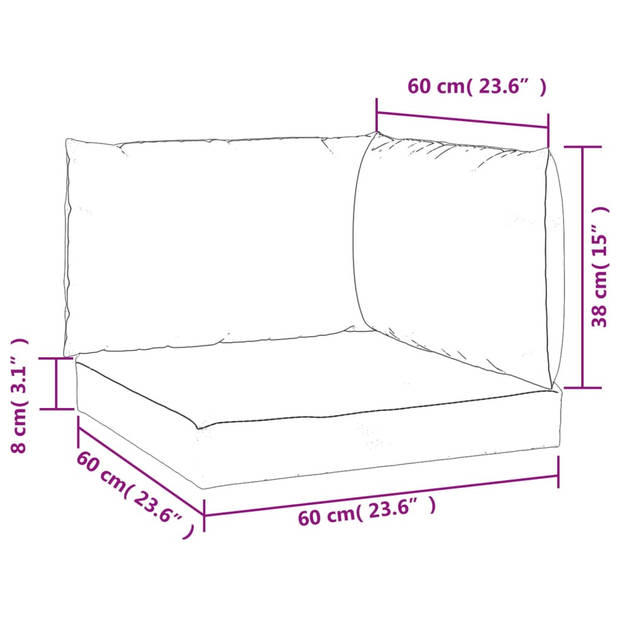 The Living Store Palletkussens - Groen - Oxford stof - 60 x 60 x 8 cm - Waterafstotend