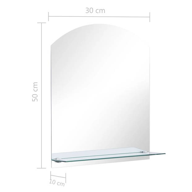 vidaXL Wandspiegel met schap 30x50 cm gehard glas