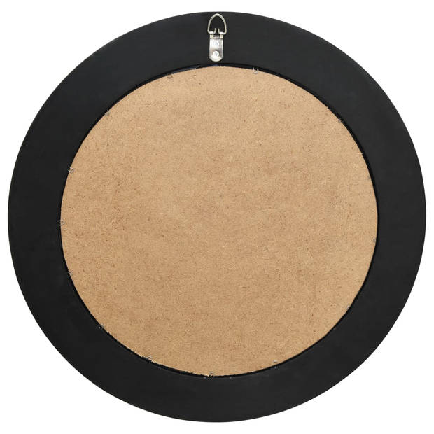 The Living Store Wandspiegel Barok - Zwart - 50 cm - Rond - Met montagehaak