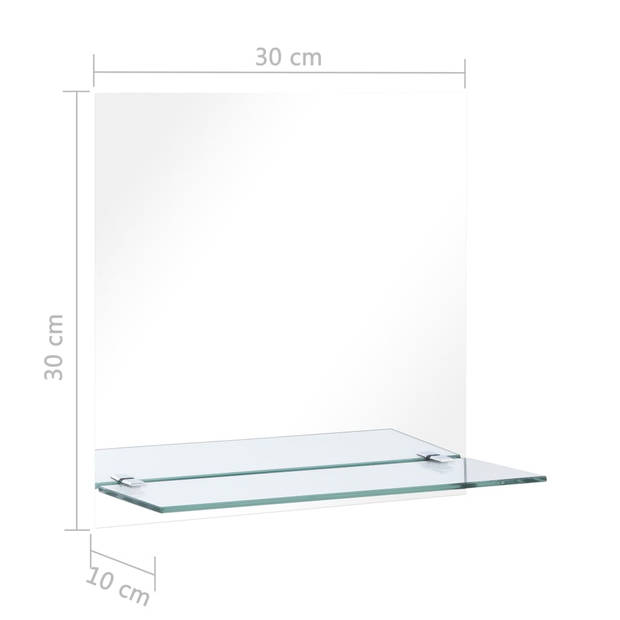 The Living Store Wandspiegel Minimalistisch - Gehard glas - 30x30 cm - Met schap