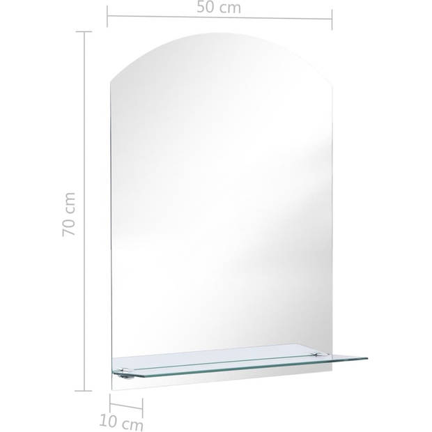 The Living Store Wandspiegel met schap - Badkamermeubel - Gehard glas - 50 x 70 cm - Minimalistisch design