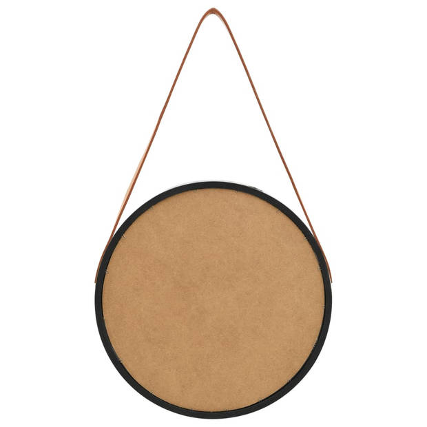 The Living Store Retro Hangende Spiegel - 40 cm - Zwart/Bruin