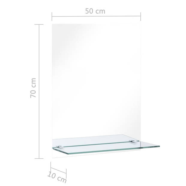 The Living Store Wandspiegel Minimalistisch Gehard Glas - 50 x 70 cm - Met Schap