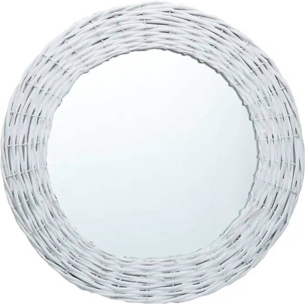 The Living Store Wicker Spiegels - Set van 3 - Wit - 15 cm diameter