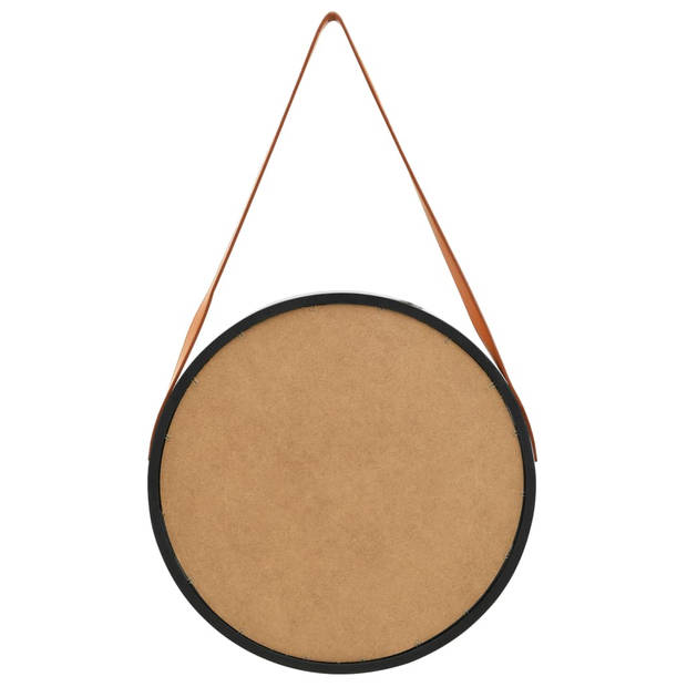 The Living Store Retro Hangende Spiegel - Paulowniahout - Ø50 cm - Zwart/Bruin