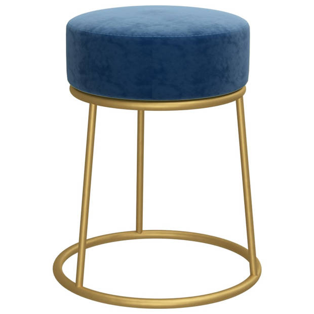 Dit zou een kunnen zijn van een -The Living Store Hocker Ronde Velvet Blauw Goud - 30 x 38 cm