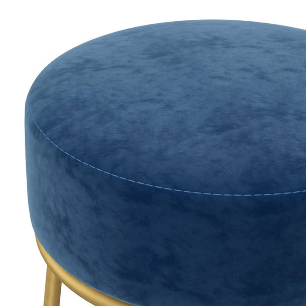 Dit zou een kunnen zijn van een -The Living Store Hocker Ronde Velvet Blauw Goud - 30 x 38 cm