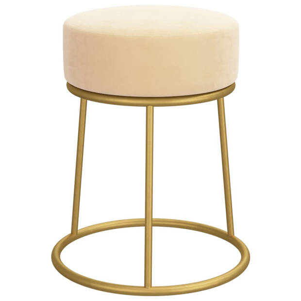 The Living Store Ronde Hocker - Fluweel - 30 x 38 cm - Abrikoos/Goud