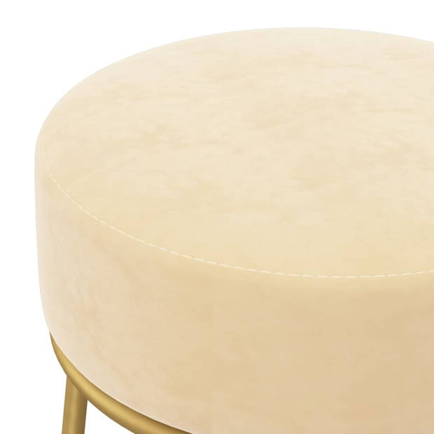 The Living Store Ronde Hocker - Fluweel - 30 x 38 cm - Abrikoos/Goud