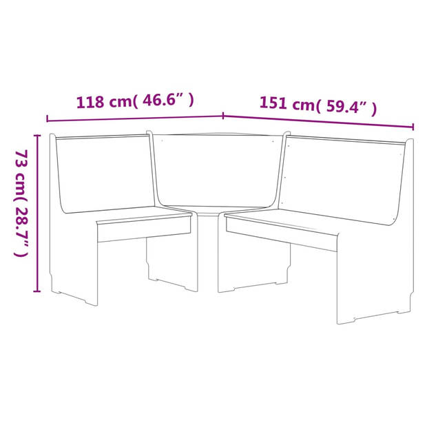 The Living Store Hoekbank Grenenhout - 151 x 118.5 x 85 cm - Honingbruin