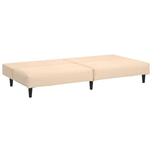 The Living Store Slaapbank - Crème fluweel - 200 x 84.5 x 69 cm - Inclusief voetenbank