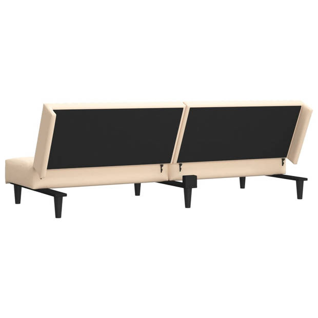 The Living Store Slaapbank - Crème fluweel - 200 x 84.5 x 69 cm - Inclusief voetenbank