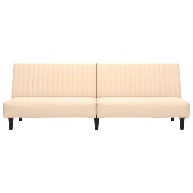 The Living Store Slaapbank - Crème fluweel - 200 x 84.5 x 69 cm - Inclusief voetenbank