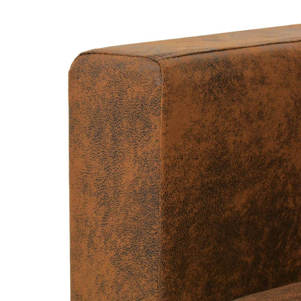 The Living Store Vintage Suede-Look Tweezitsbank - 137x73x82 cm - Bruin