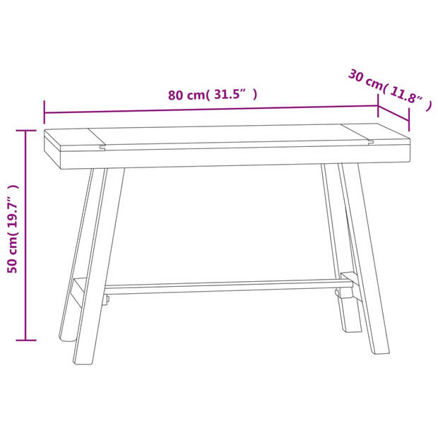 vidaXL Bankje 80 cm massief teakhout