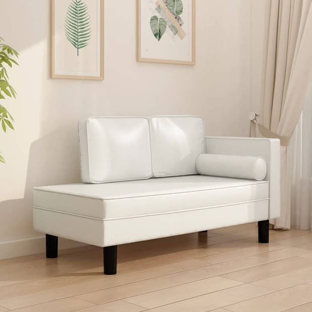 The Living Store Chaise Longue - Crème kunstleer - 118 x 55 x 57 cm - Elegant design