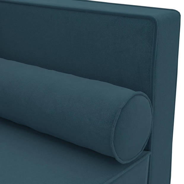 The Living Store Chaise Longue - Fluweel - Blauw - 118 x 55 x 57 cm - Comfortabele zitting