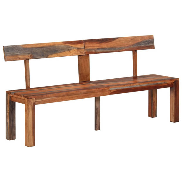 The Living Store Houten Halbank - Acaciahout - 160 x 35 x 76 cm - Bruin/grijs