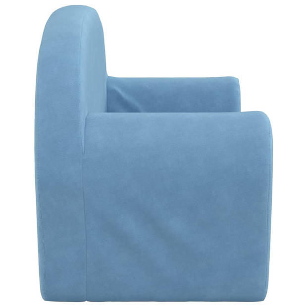 The Living Store Kinderbank - pluche - 2-zits - 83x36x45 cm - blauw