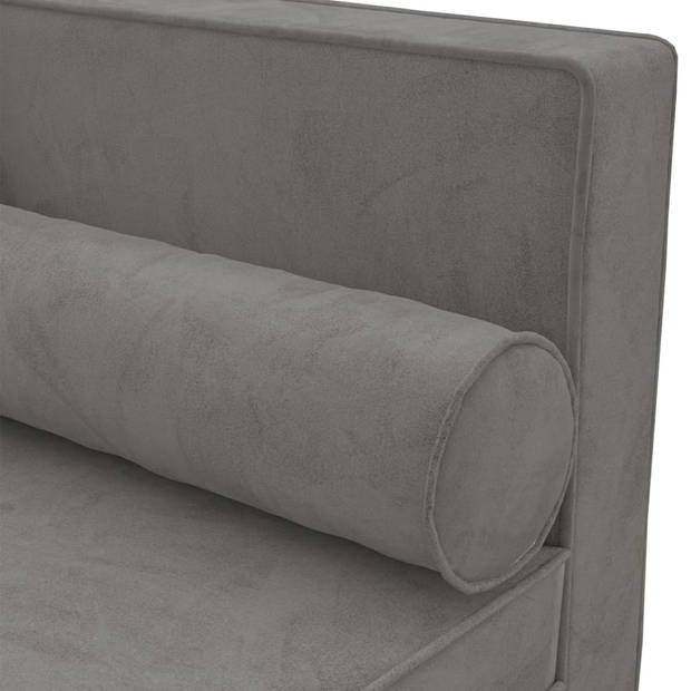 The Living Store Chaise Longue - Fluweel - Lichtgrijs - 118 x 55 x 57 cm - Comfortabel