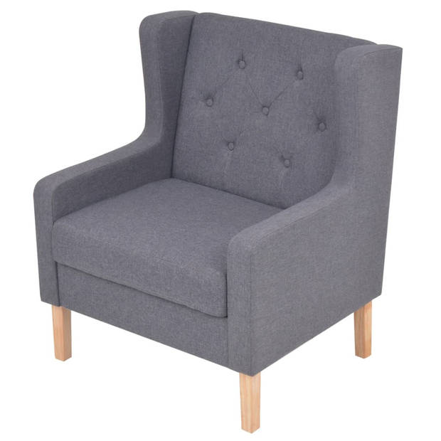 The Living Store Bankenset - Comfort - 2-zitsbank en fauteuil - grijs - massief houten frame - polyesterstof